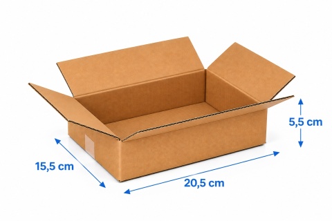 Karton klapowy pudło wysyłkowe 205x155x55mm (wymiar zewn.) Fala B 480g/m2