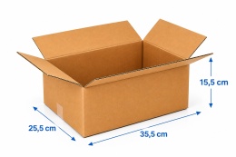 Karton klapowy pudło wysyłkowe 355x255x155mm (wymiar zewn.) Fala B 480g/m2