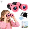 Lornetka dla dzieci do obserwacji ptaków nieba 8x 21mm HD pokrowiec różowa