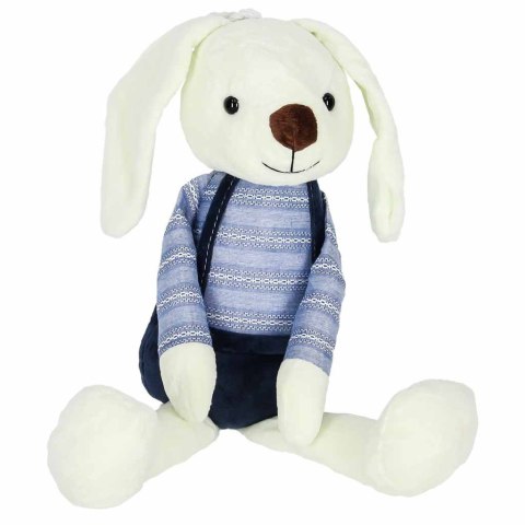 Maskotka pluszak przytulanka królik w niebieskich spodenkach 36 cm