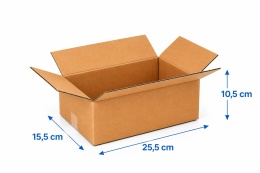 Karton klapowy pudło wysyłkowe 255x155x105mm (wymiar zewn.) Fala B 480g/m2