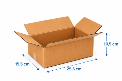 Karton klapowy pudło wysyłkowe 255x155x105mm (wymiar zewn.) Fala B 480g/m2