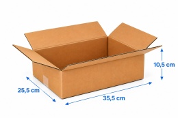 Karton klapowy pudło wysyłkowe 355x255x105mm (wymiar zewn.) Fala B 480g/m2