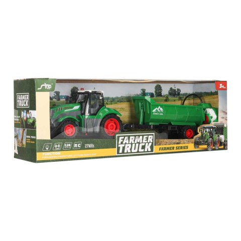 Traktor zdalnie sterowany ciągnik z przyczepą wywrotką 1:24 światła USB